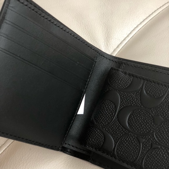 Coach Bags Coach Compact Id Wallet In Signature Leather Black